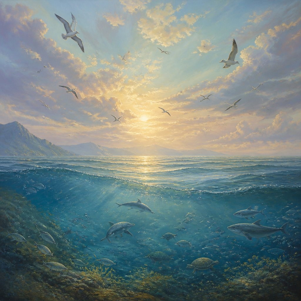 "And God said, Let the waters bring forth abundantly the moving creature that hath life, and fowl that may fly above the earth in the open firmament of heaven." - Genesis 1:20