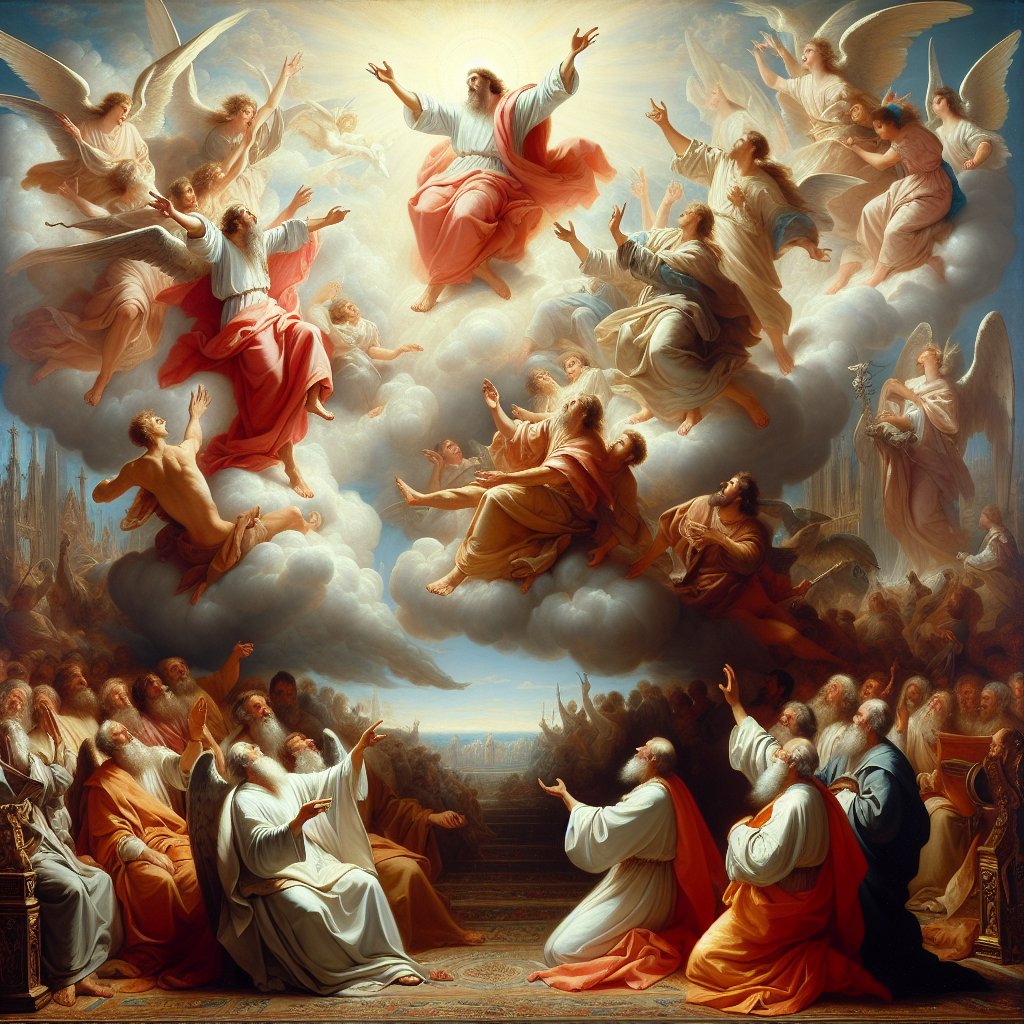 Rebuke the devil and he will flee
Depict a scene of spiritual triumph in a reverential manner paying homage to Christianity. It should portray the metaphorical vanquishing of evil, similar to the phrase 'rebuke the devil and he will flee'. The setting should be ethereal and uplifting, in a sophisticated and enriching style similar to the high detail and precision of the Enlightenment art period, utilizing their primary medium of oil painting. The image should not contain any text or words.