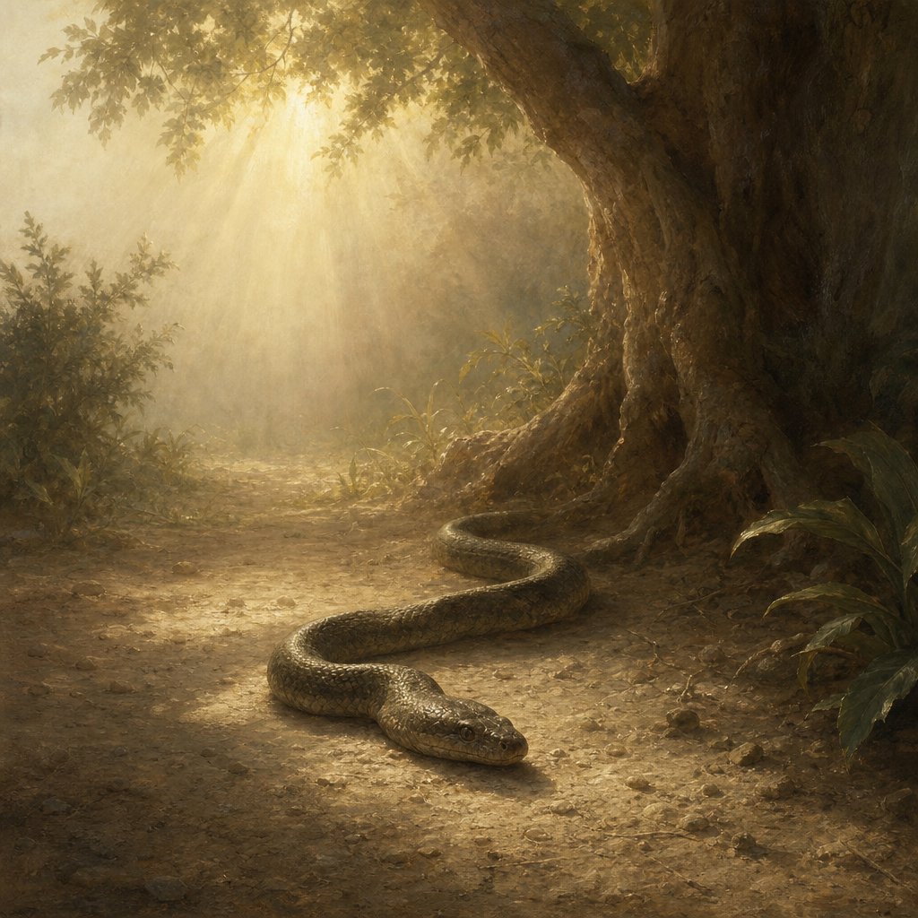 "And the LORD God said unto the serpent, Because thou hast done this, thou art cursed above all cattle, and above every beast of the field; upon thy belly shalt thou go, and dust shalt thou eat all the days of thy life:" - Genesis 3:{verse.verse_number}