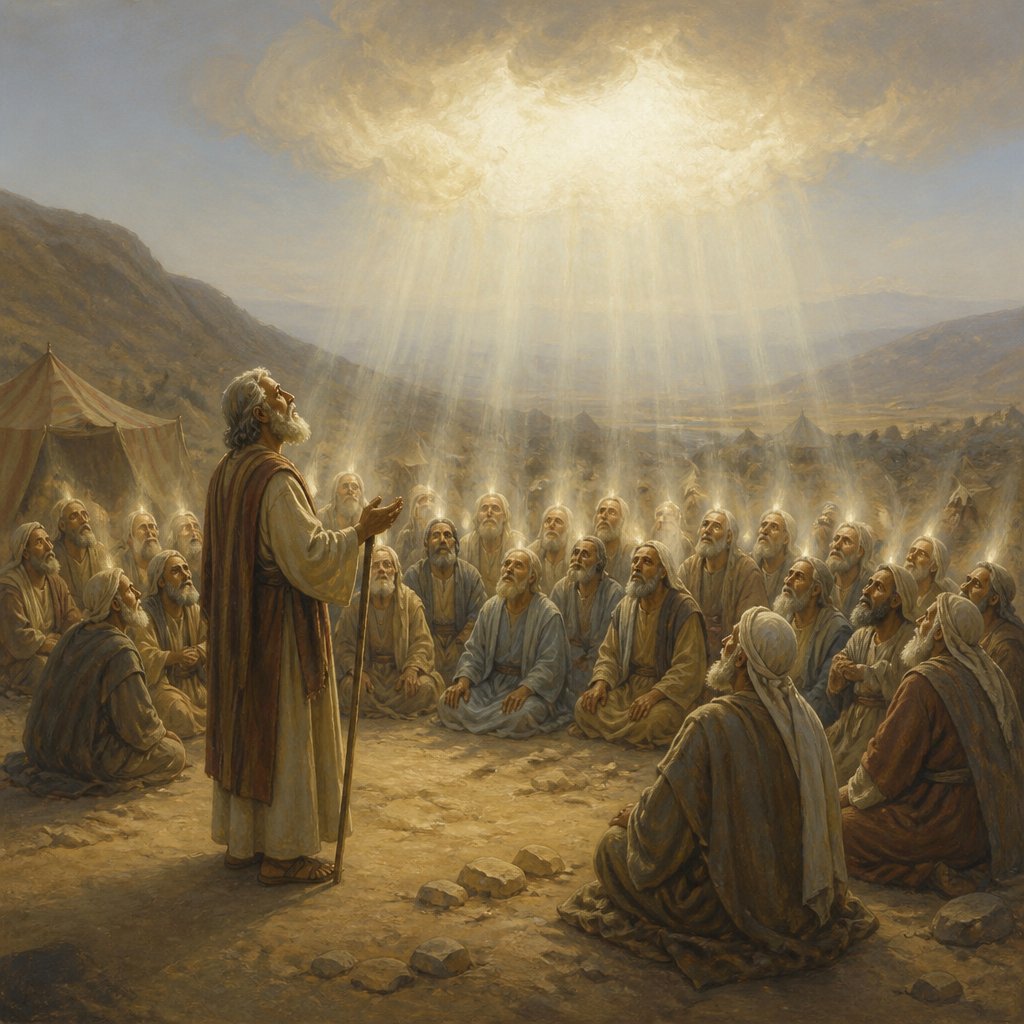 "And the LORD came down in a cloud, and spake unto him, and took of the spirit that was upon him, and gave it unto the seventy elders: and it came to pass, that, when the spirit rested upon them, they prophesied, and did not cease." - Numbers 11:25