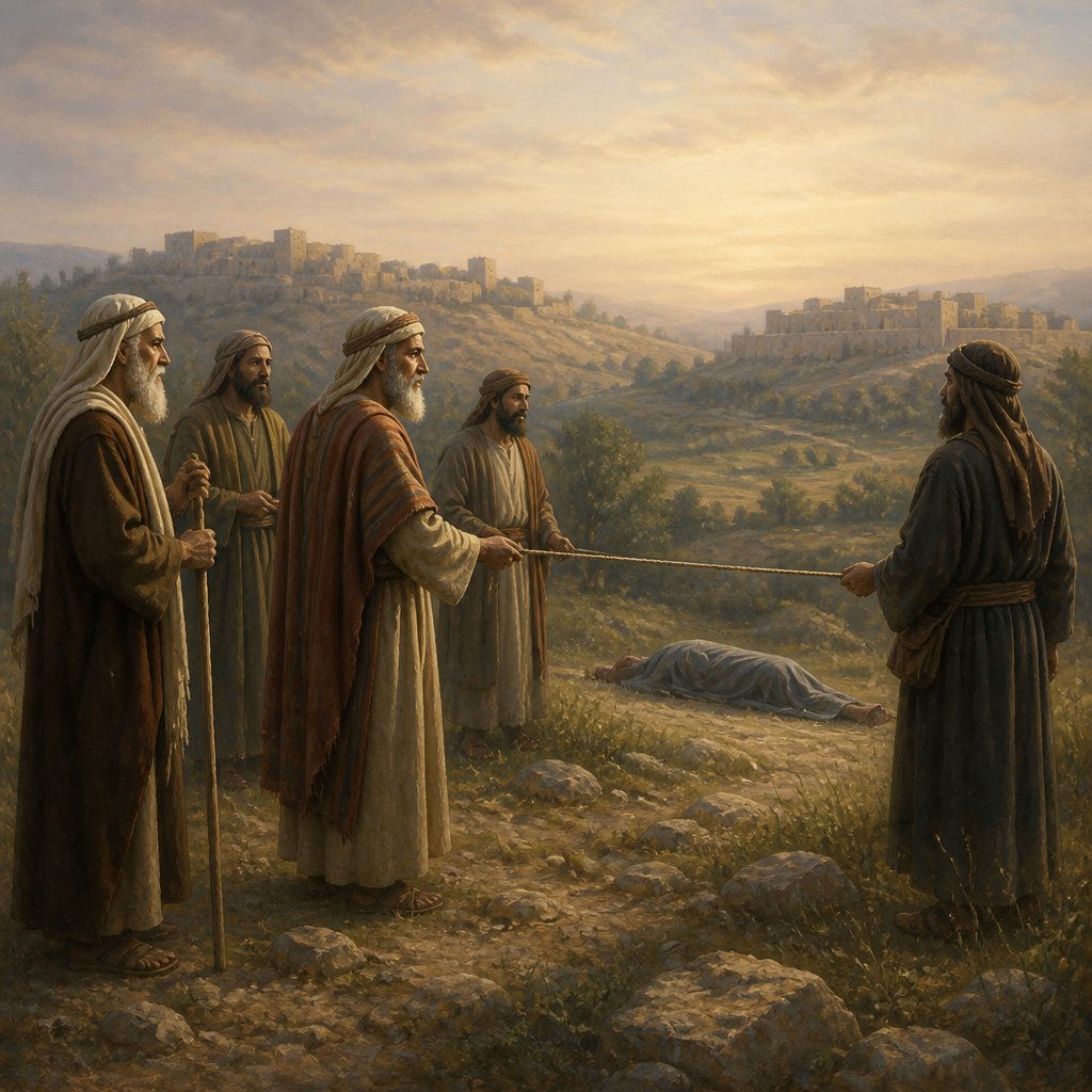 "Then thy elders and thy judges shall come forth, and they shall measure unto the cities which are round about him that is slain:" - Deuteronomy 21:{verse.verse_number}