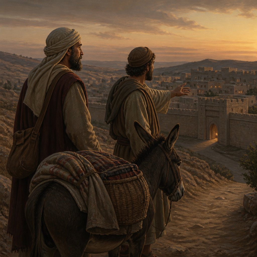 "And when they were by Jebus, the day was far spent; and the servant said unto his master, Come, I pray thee, and let us turn in into this city of the Jebusites, and lodge in it." - Judges 19:{verse.verse_number}