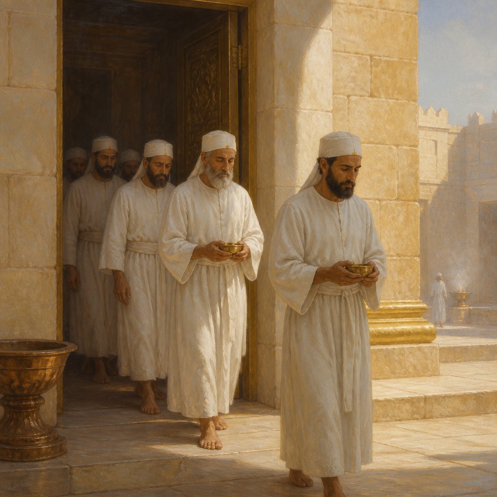 "¶ And it came to pass, when the priests were come out of the holy place: (for all the priests that were present were sanctified, and did not then wait by course:" - 2 Chronicles 5:{verse.verse_number}