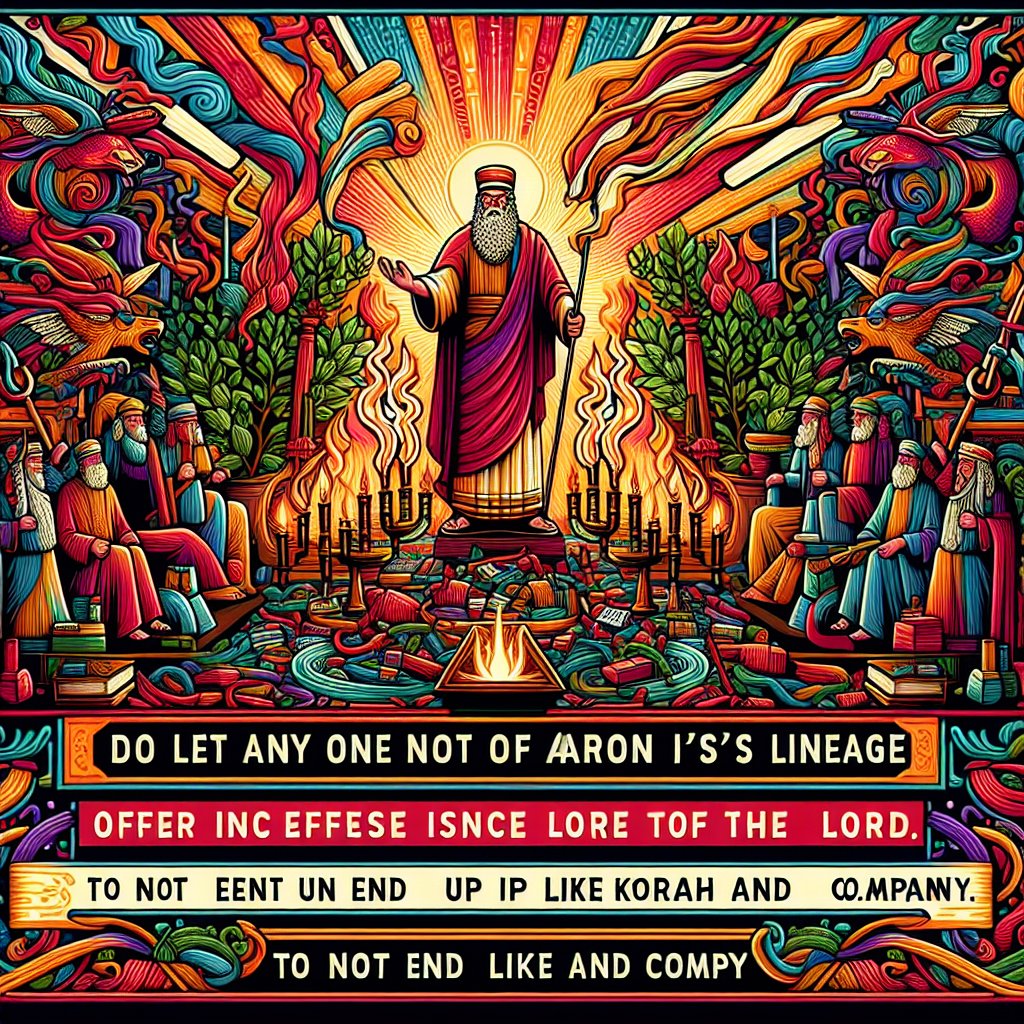 Numbers 16:40 - "To be a memorial unto the children of Israel, that no stranger, which is not of the seed of Aaron, come near to offer incense before the LORD; that he be not as Korah, and as his company: as the LORD said to him by the hand of Moses."