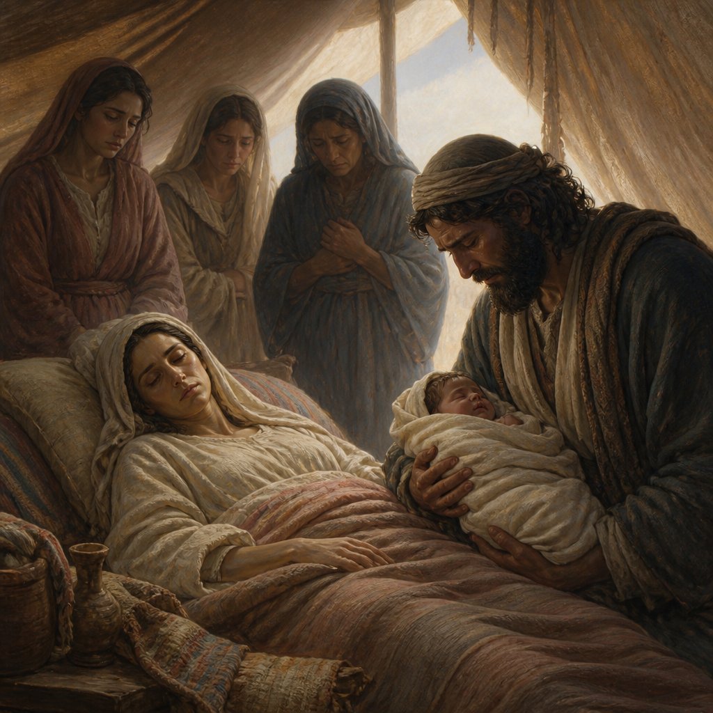 "And it came to pass, as her soul was in departing, ( for she died) that she called his name Ben-oni: but his father called him Benjamin." - Genesis 35:18