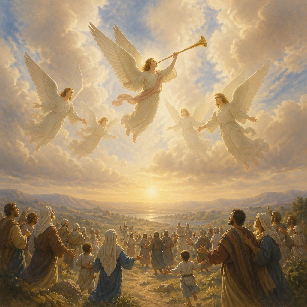 "And he shall send his angels with a great sound of a trumpet, and they shall gather together his elect from the four winds, from one end of heaven to the other." - Matthew 24:31