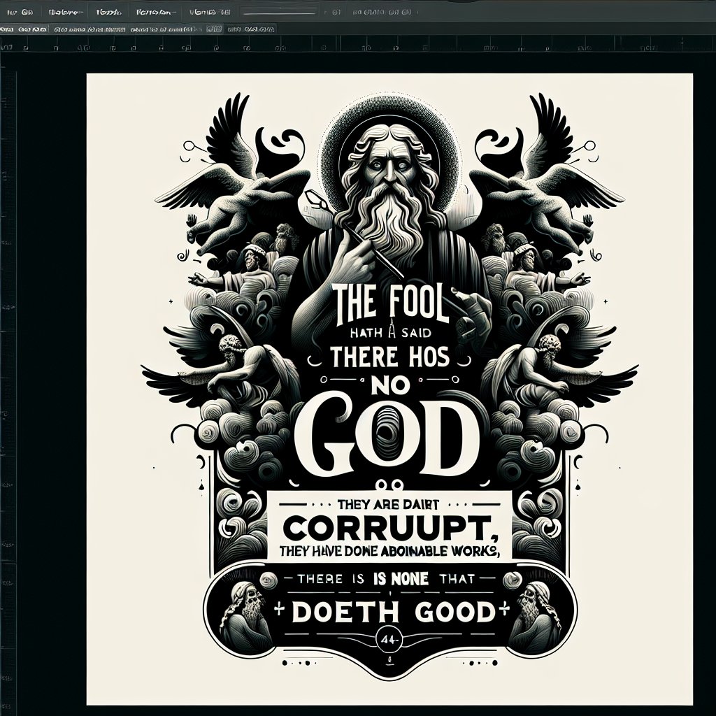 Psalms 14:1 - "The fool hath said in his heart, There is no God. They are corrupt, they have done abominable works, there is none that doeth good."