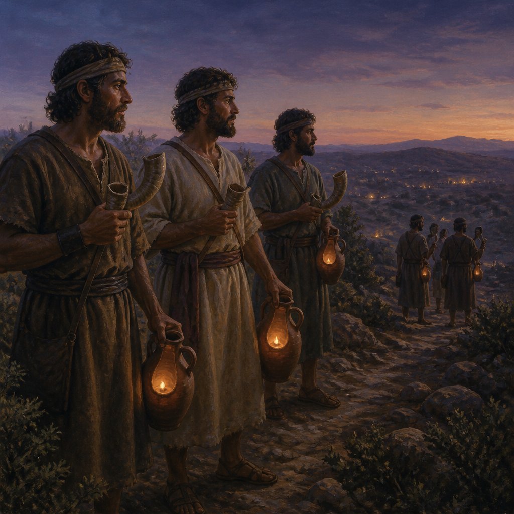 "And he divided the three hundred men into three companies, and he put a trumpet in every man's hand, with empty pitchers, and lamps within the pitchers." - Judges 7:16
