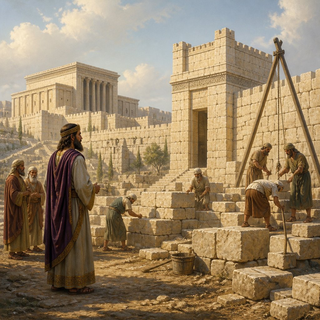 "He built the high gate of the house of the LORD, and on the wall of Ophel he built much." - 2 Chronicles 27:3