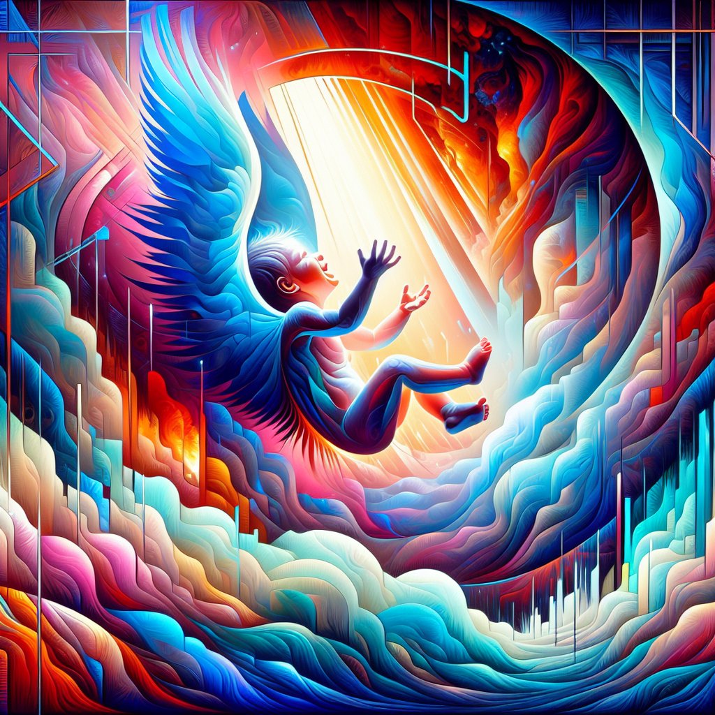 Jeremiah 20:15 - "Cursed be the man who brought tidings to my father, saying, A man child is born unto thee; making him very glad."
A symbolic interpretation of a biblical scene from Jeremiah 20:15 - 'Cursed be the man who brought tidings to my father, saying, A man child is born unto thee; making him very glad.' This image combines themes of birth, joy, and a looming curse. This is a modern interpretation employing digital art aesthetics such as vibrant colors, sharp contrasts, and stylized forms to capture the intense emotions and the theological undertones.
