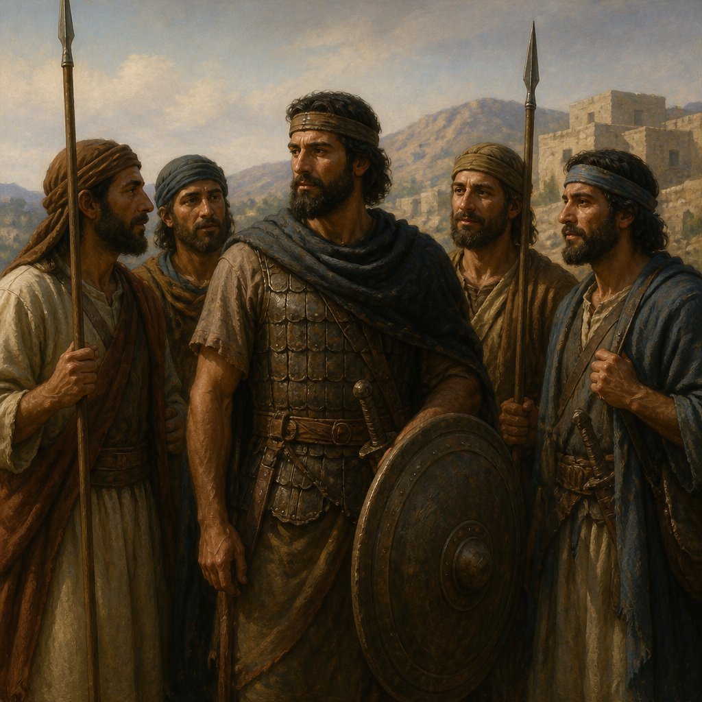 "And Ismaiah the Gibeonite, a mighty man among the thirty, and over the thirty; and Jeremiah, and Jahaziel, and Johanan, and Josabad the Gederathite," - 1 Chronicles 12:{verse.verse_number}