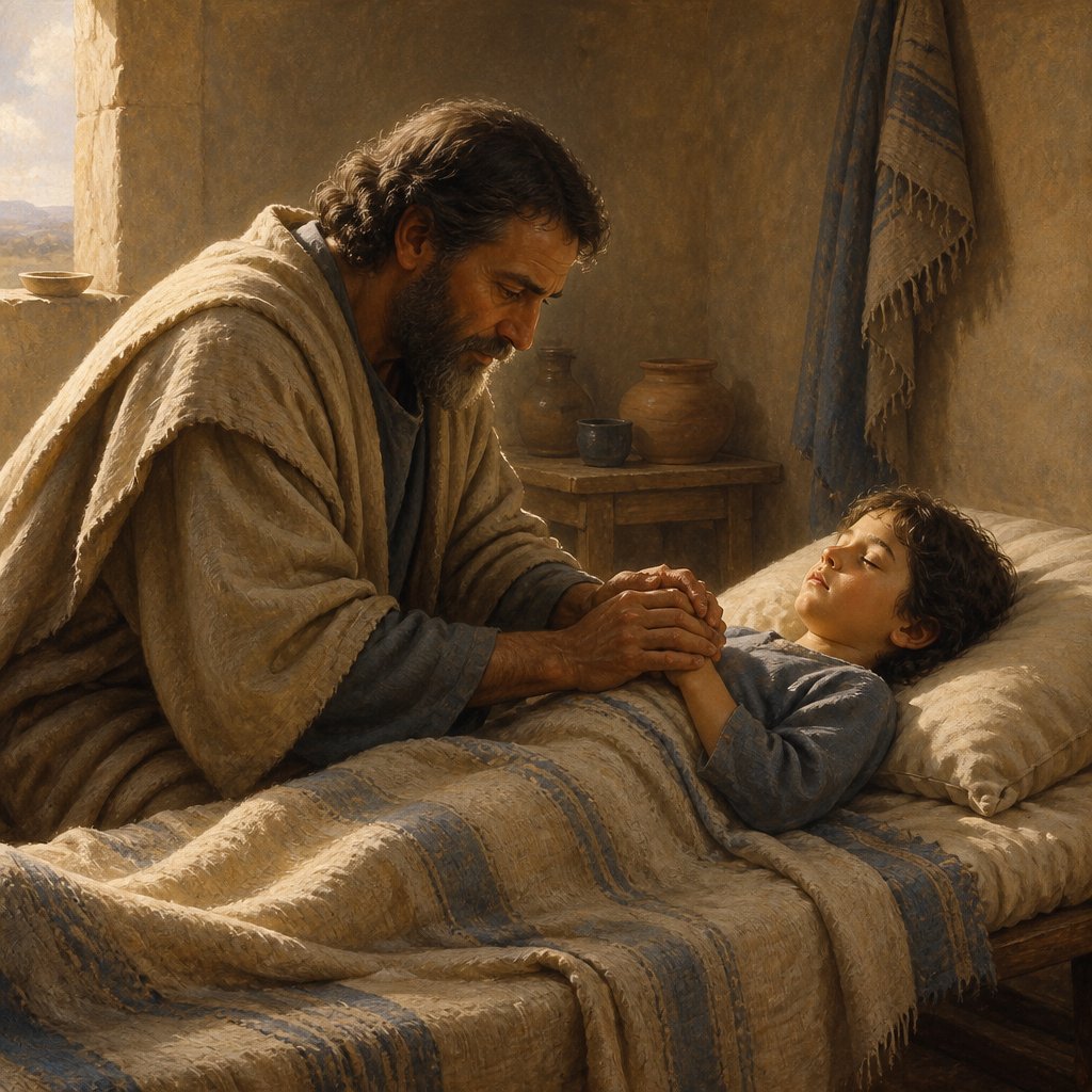 "And he went up, and lay upon the child, and put his mouth upon his mouth, and his eyes upon his eyes, and his hands upon his hands: and he stretched himself upon the child; and the flesh of the child waxed warm." - 2 Kings 4:{verse.verse_number}
