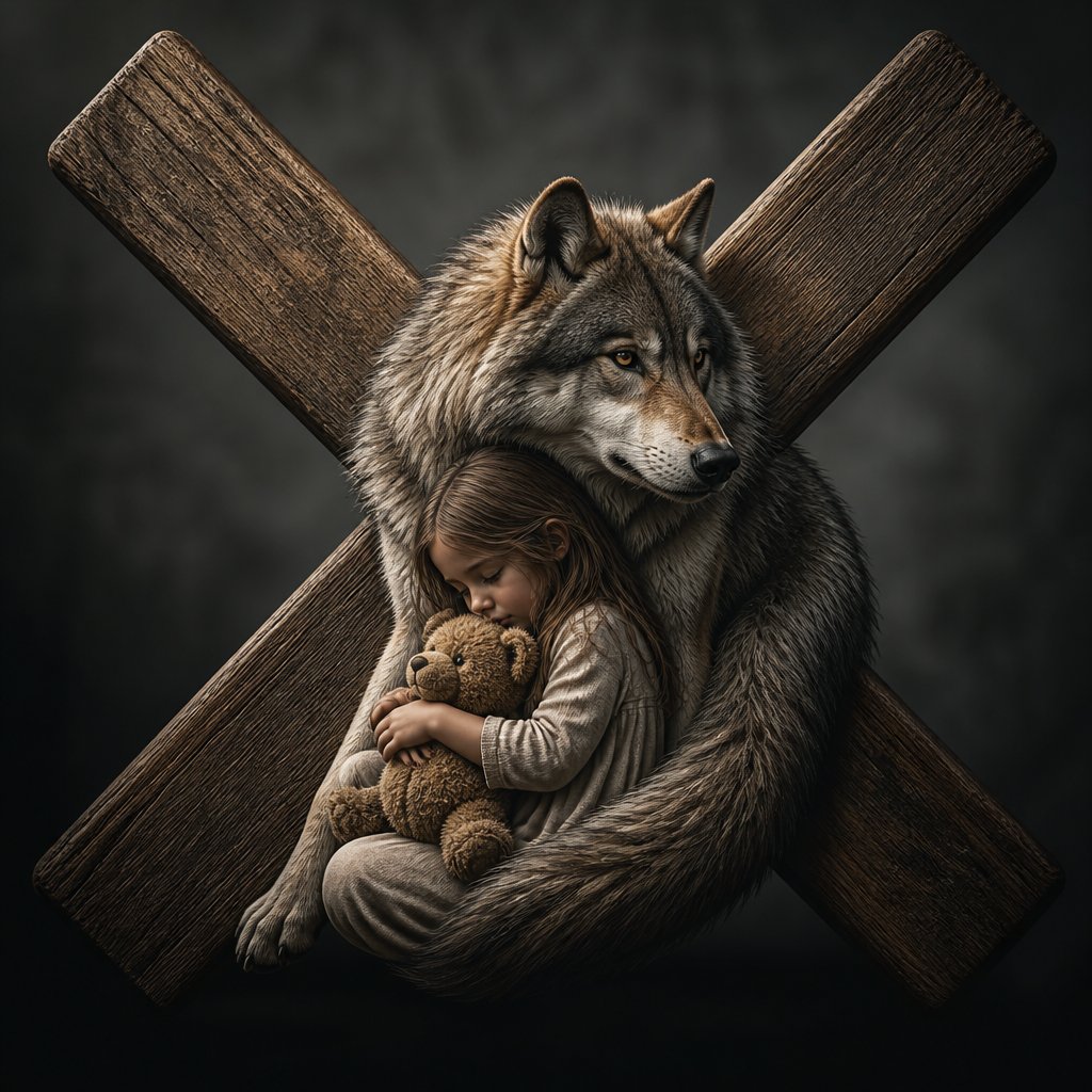 No wolf may touch you cross logo