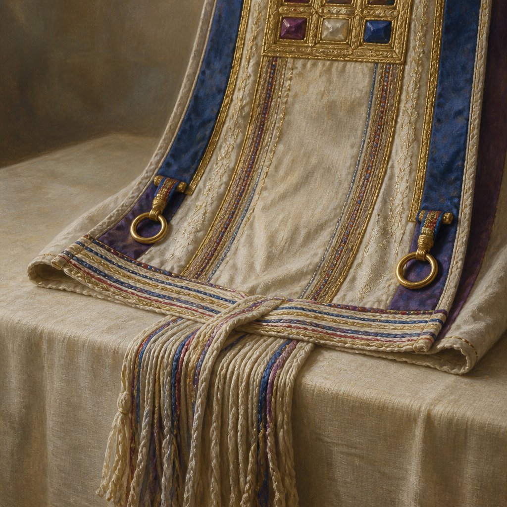 "And two other rings of gold thou shalt make, and shalt put them on the two sides of the ephod underneath, toward the forepart thereof, over against the other coupling thereof, above the curious girdle of the ephod." - Exodus 28:{verse.verse_number}