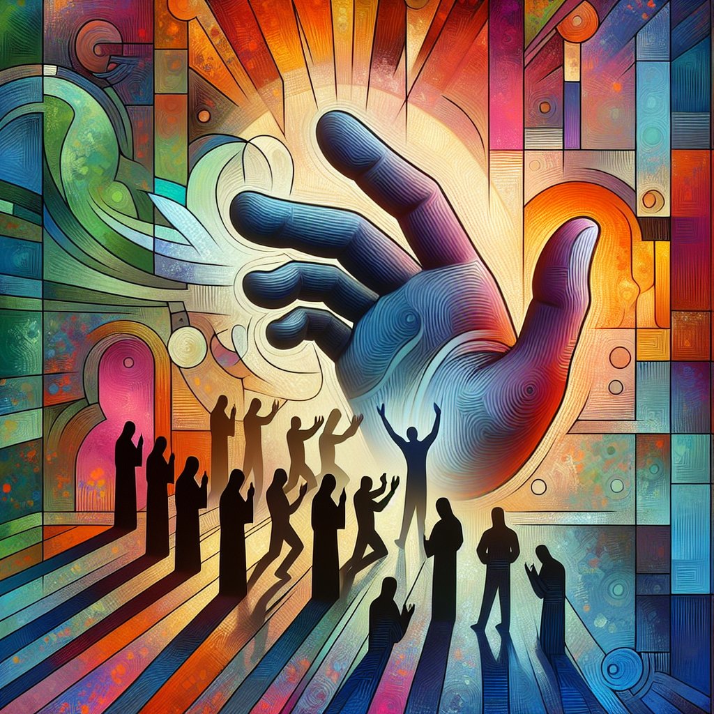 Psalms 31:15 - "My times are in thy hand: deliver me from the hand of mine enemies, and from them that persecute me."
An artistic interpretation of Psalms 31:15, 'My times are in thy hand: deliver me from the hand of mine enemies, and from them that persecute me.' The image portrays an abstract representation of a hand, symbolizing divine assistance, in contrast with numerous shadowy figures, indicating the 'enemy'. These elements are combined seamlessly in a digital art platform using vibrant hues and shades.