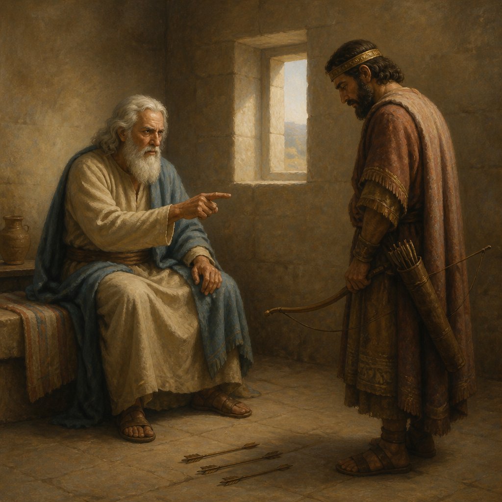 "And the man of God was wroth with him, and said, Thou shouldest have smitten five or six times; then hadst thou smitten Syria till thou hadst consumed it: whereas now thou shalt smite Syria but thrice." - 2 Kings 13:19
