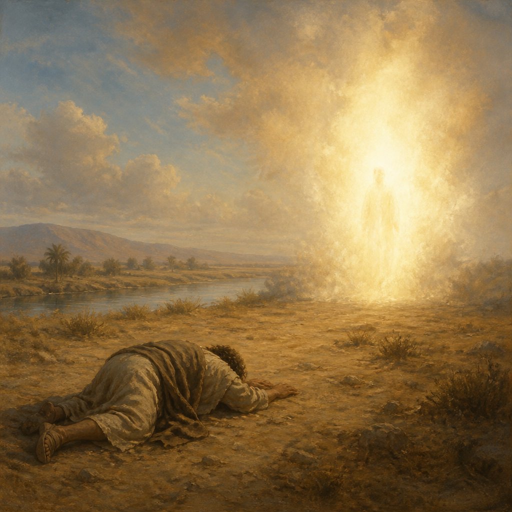 "Then I arose, and went forth into the plain: and, behold, the glory of the LORD stood there, as the glory which I saw by the river of Chebar: and I fell on my face." - Ezekiel 3:23