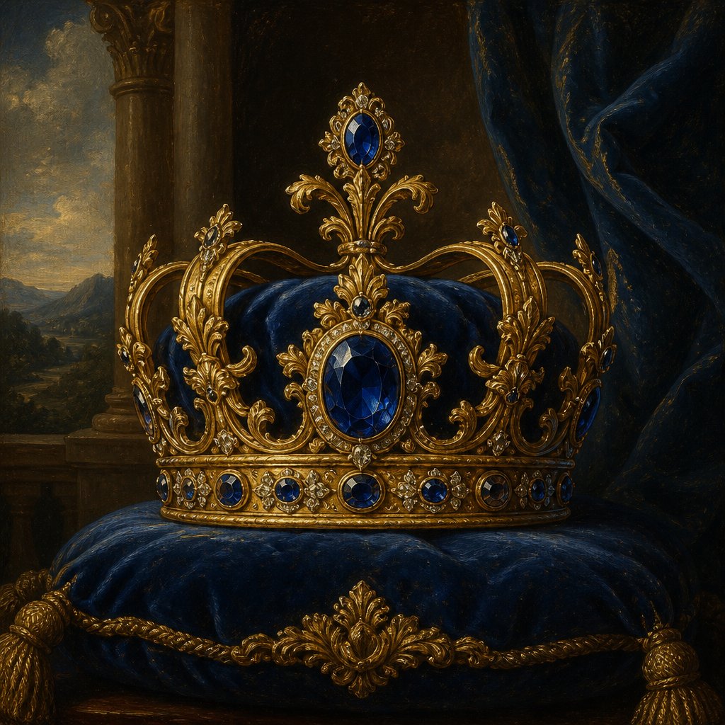 Crown with a blue sapphire