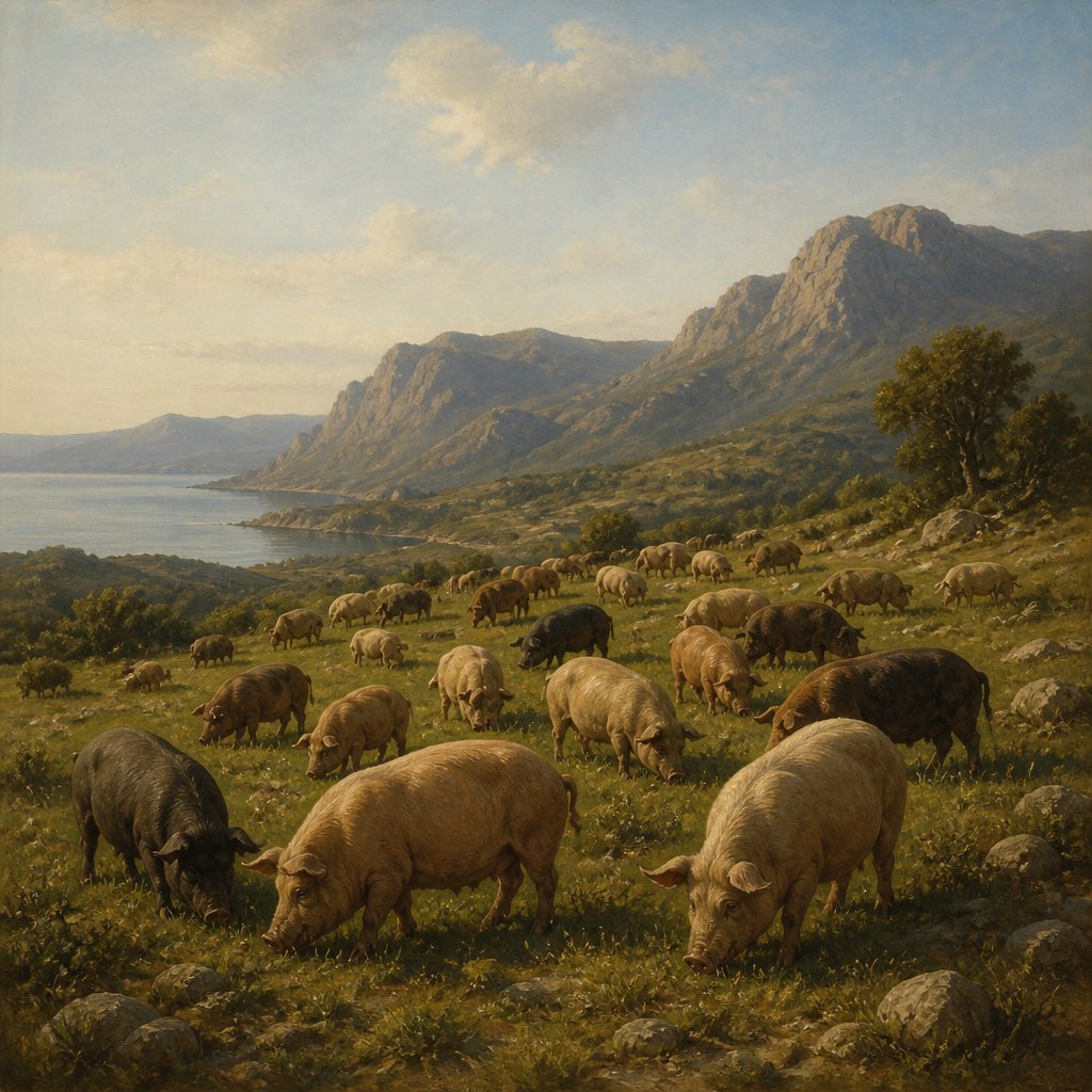 "Now there was there nigh unto the mountains a great herd of swine feeding." - Mark 5:{verse.verse_number}