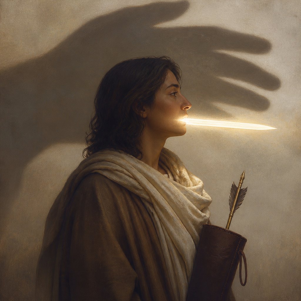 "And he hath made my mouth like a sharp sword; in the shadow of his hand hath he hid me, and made me a polished shaft; in his quiver hath he hid me;" - Isaiah 49:{verse.verse_number}