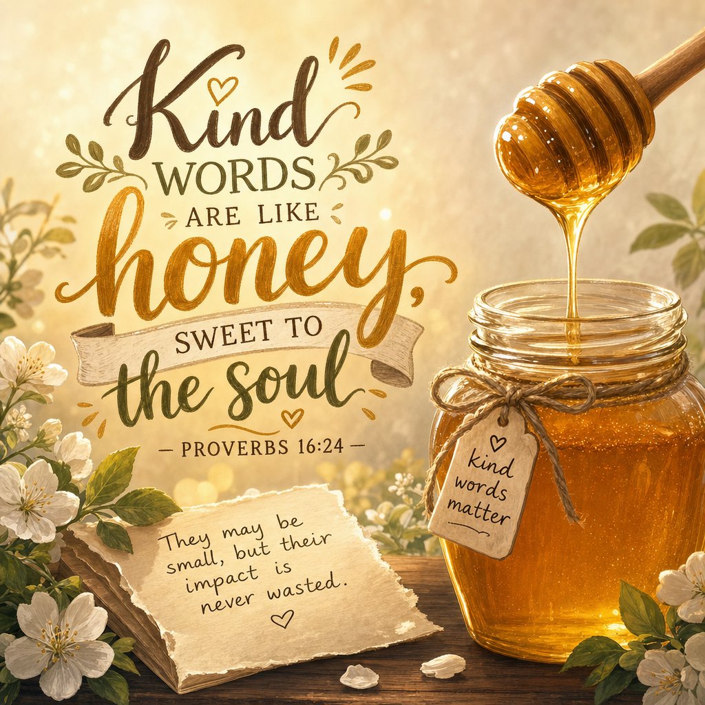 Kind words are like honey, sweet to the soul - Proverbs 16:24