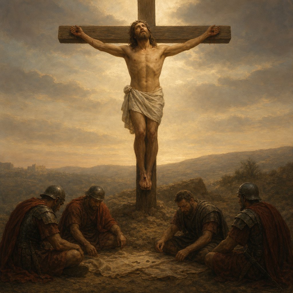 "¶ Then said Jesus, Father, forgive them; for they know not what they do. And they parted his raiment, and cast lots." - Luke 23:{verse.verse_number}