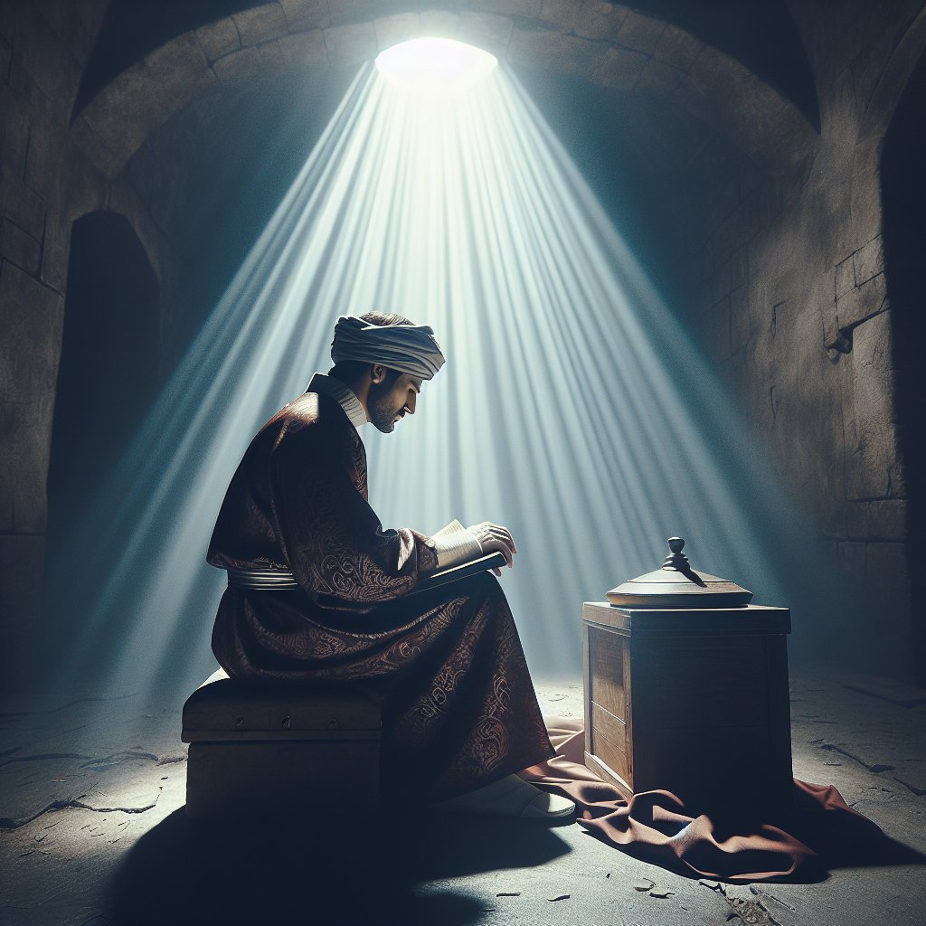 1 Peter 4:16 - "Yet if any man suffer as a Christian, let him not be ashamed; but let him glorify God on this behalf."
Produce a digital art style representation of a scene inspired by the biblical verse 1 Peter 4:16 - "Yet if any man suffer as a Christian, let him not be ashamed; but let him glorify God on this behalf." The composition could involve a devout individual, distinctively dressed in humility, in a moment of quiet prayer or contemplation. A divine light from above highlighting the person could symbolize their faith allowing them to glorify God amid their hardships. Surroundings could be somber, emphasizing the individual's trials, while the overall mood is of quiet strength and devotion.