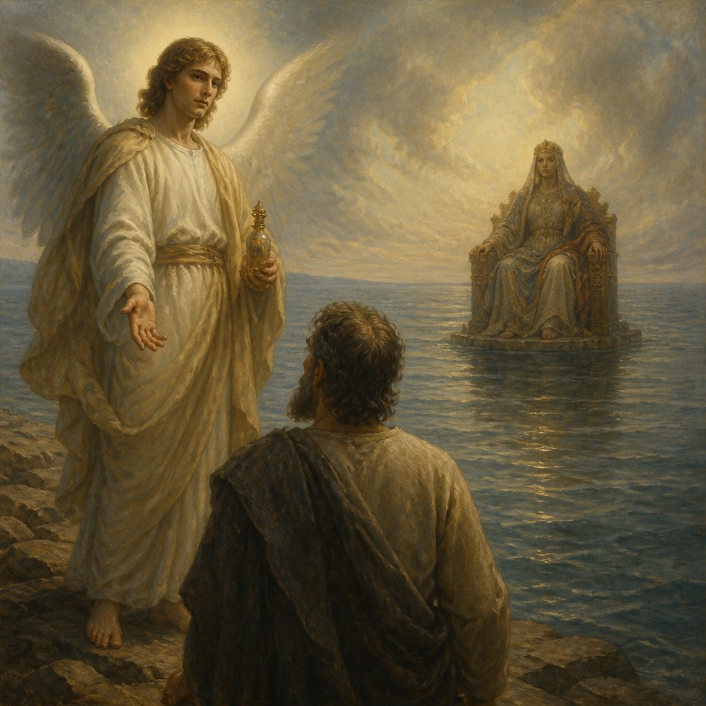 "And there came one of the seven angels which had the seven vials, and talked with me, saying unto me, Come hither; I will shew unto thee the judgment of the great whore that sitteth upon many waters:" - Revelation 17:1