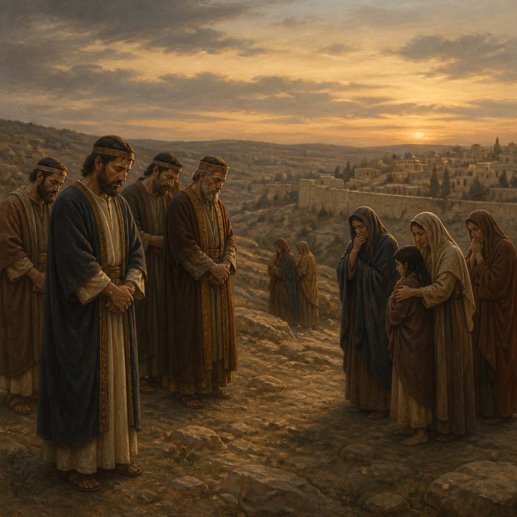 "And the land shall mourn, every family apart; the family of the house of David apart, and their wives apart; the family of the house of Nathan apart, and their wives apart;" - Zechariah 12:{verse.verse_number}