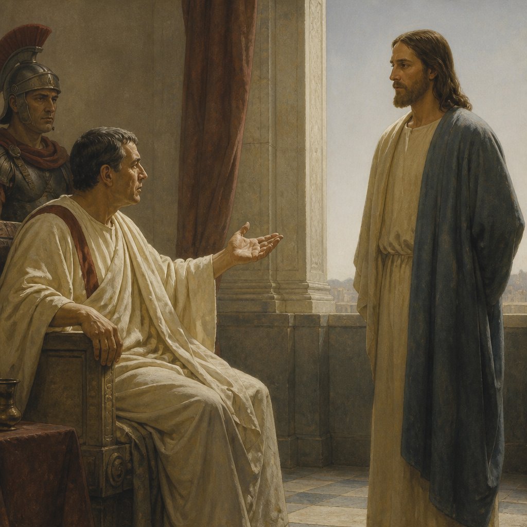 "And Pilate asked him, Art thou the King of the Jews? And he answering said unto him, Thou sayest it." - Mark 15:2