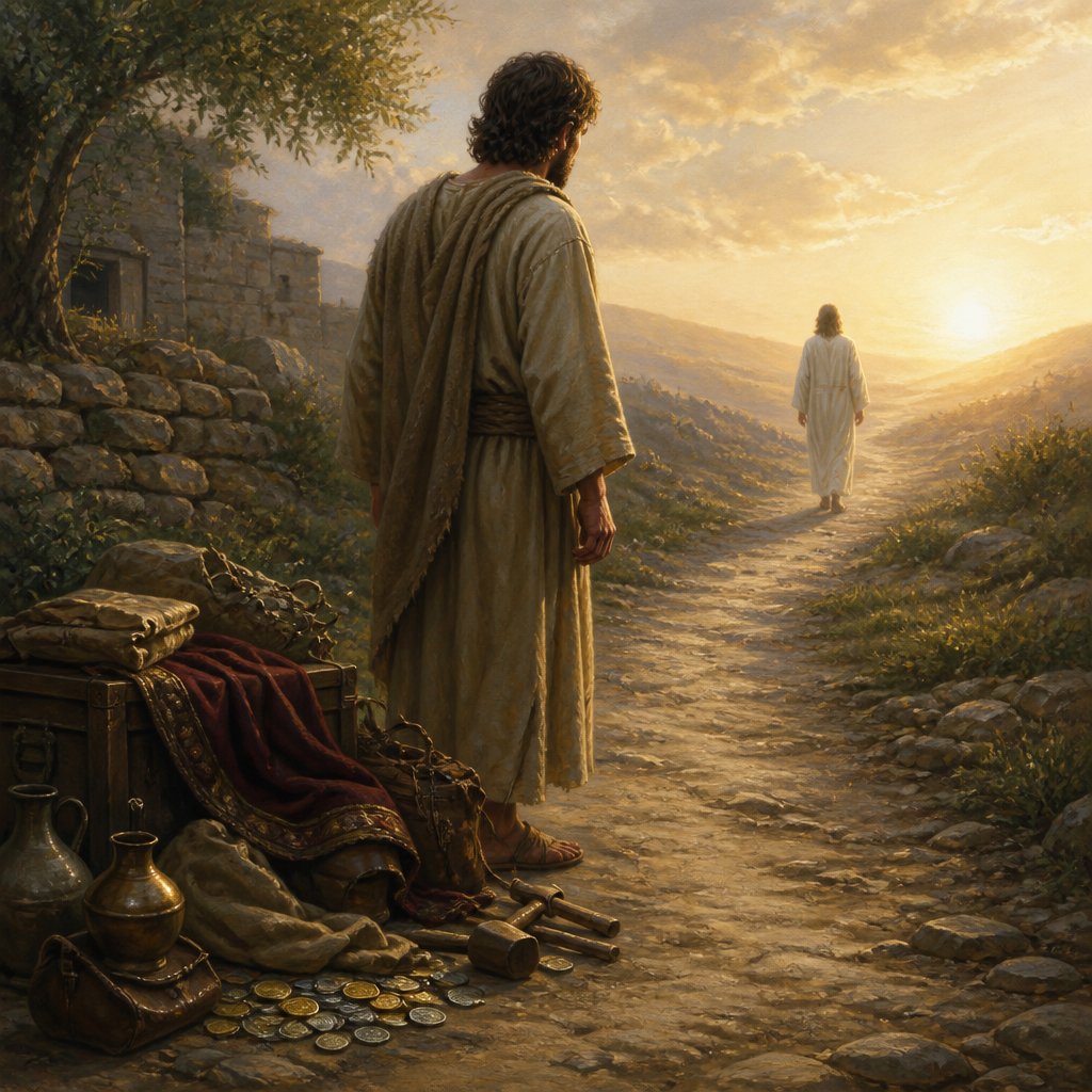 "So likewise, whosoever he be of you that forsaketh not all that he hath, he cannot be my disciple." - Luke 14:{verse.verse_number}