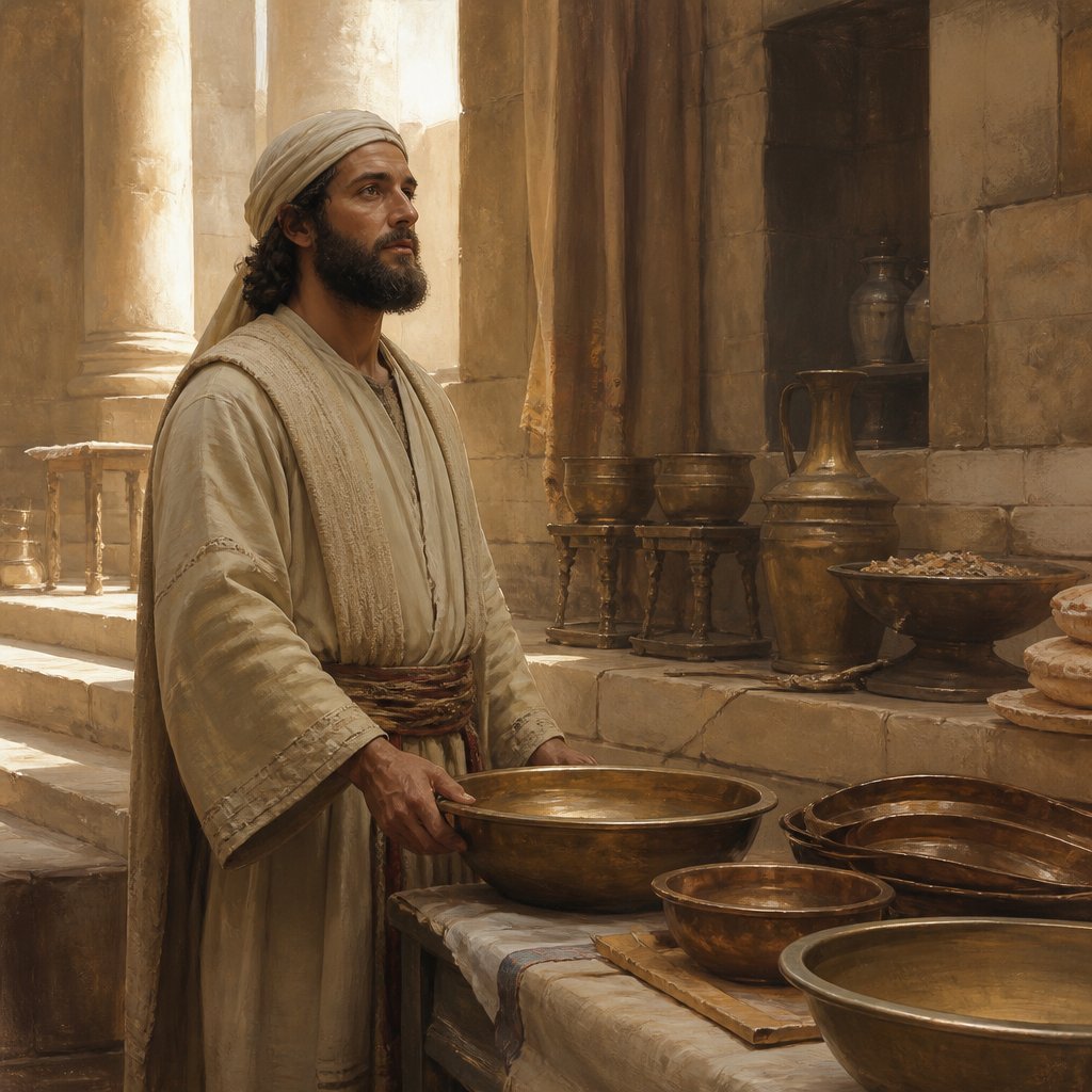 "And Mattithiah, one of the Levites, who was the firstborn of Shallum the Korahite, had the set office over the things that were made in the pans." - 1 Chronicles 9:{verse.verse_number}