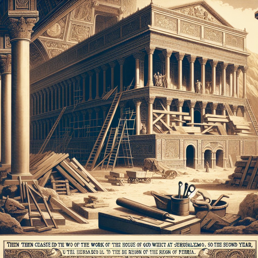 Ezra 4:24 - "Then ceased the work of the house of God which is at Jerusalem. So it ceased unto the second year of the reign of Darius king of Persia."