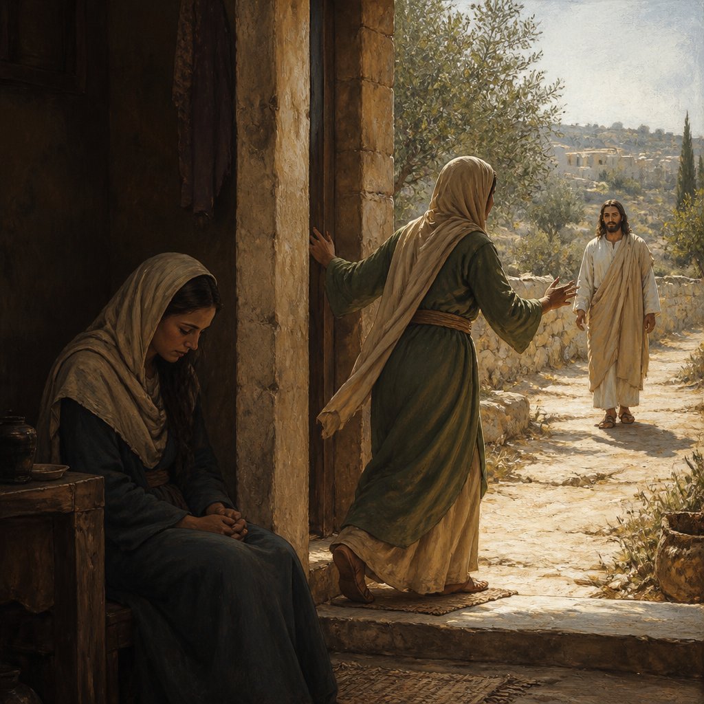 "Then Martha, as soon as she heard that Jesus was coming, went and met him: but Mary sat still in the house." - John 11:20