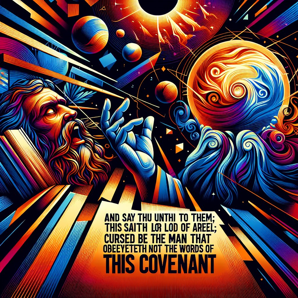 Jeremiah 11:3 - "And say thou unto them, Thus saith the LORD God of Israel; Cursed be the man that obeyeth not the words of this covenant,"