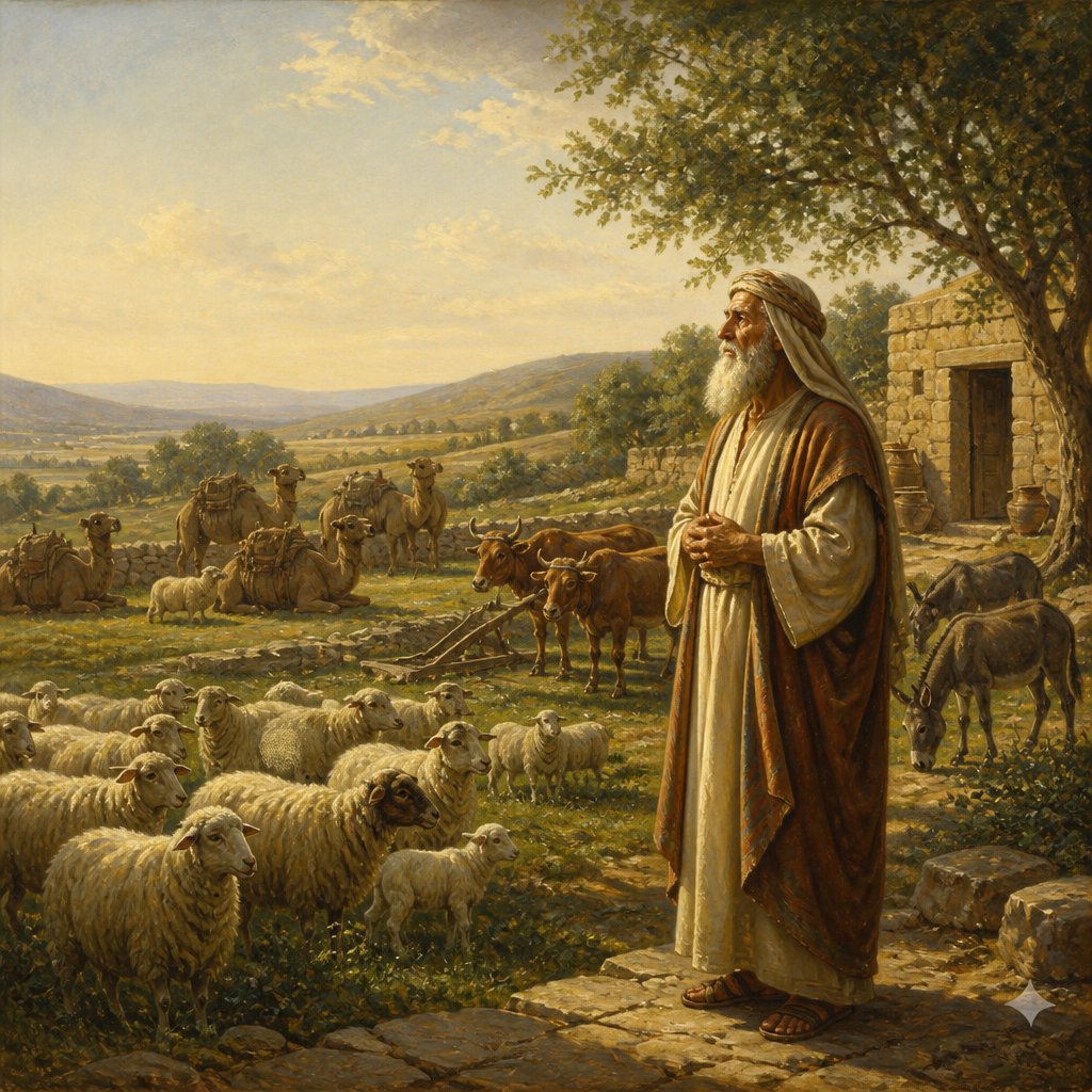 "So the LORD blessed the latter end of Job more than his beginning: for he had fourteen thousand sheep, and six thousand camels, and a thousand yoke of oxen, and a thousand she asses." - Job 42:{verse.verse_number}