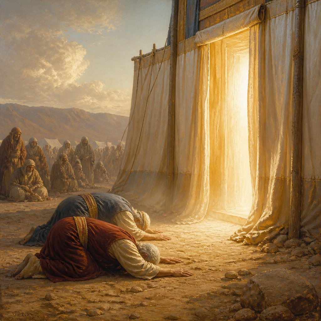 "And Moses and Aaron went from the presence of the assembly unto the door of the tabernacle of the congregation, and they fell upon their faces: and the glory of the LORD appeared unto them." - Numbers 20:6
