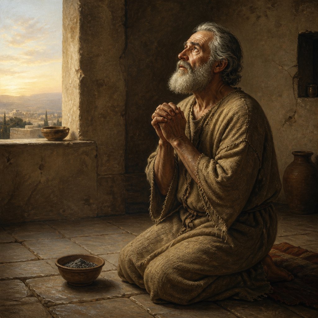 "¶ And I set my face unto the Lord God, to seek by prayer and supplications, with fasting, and sackcloth, and ashes:" - Daniel 9:{verse.verse_number}