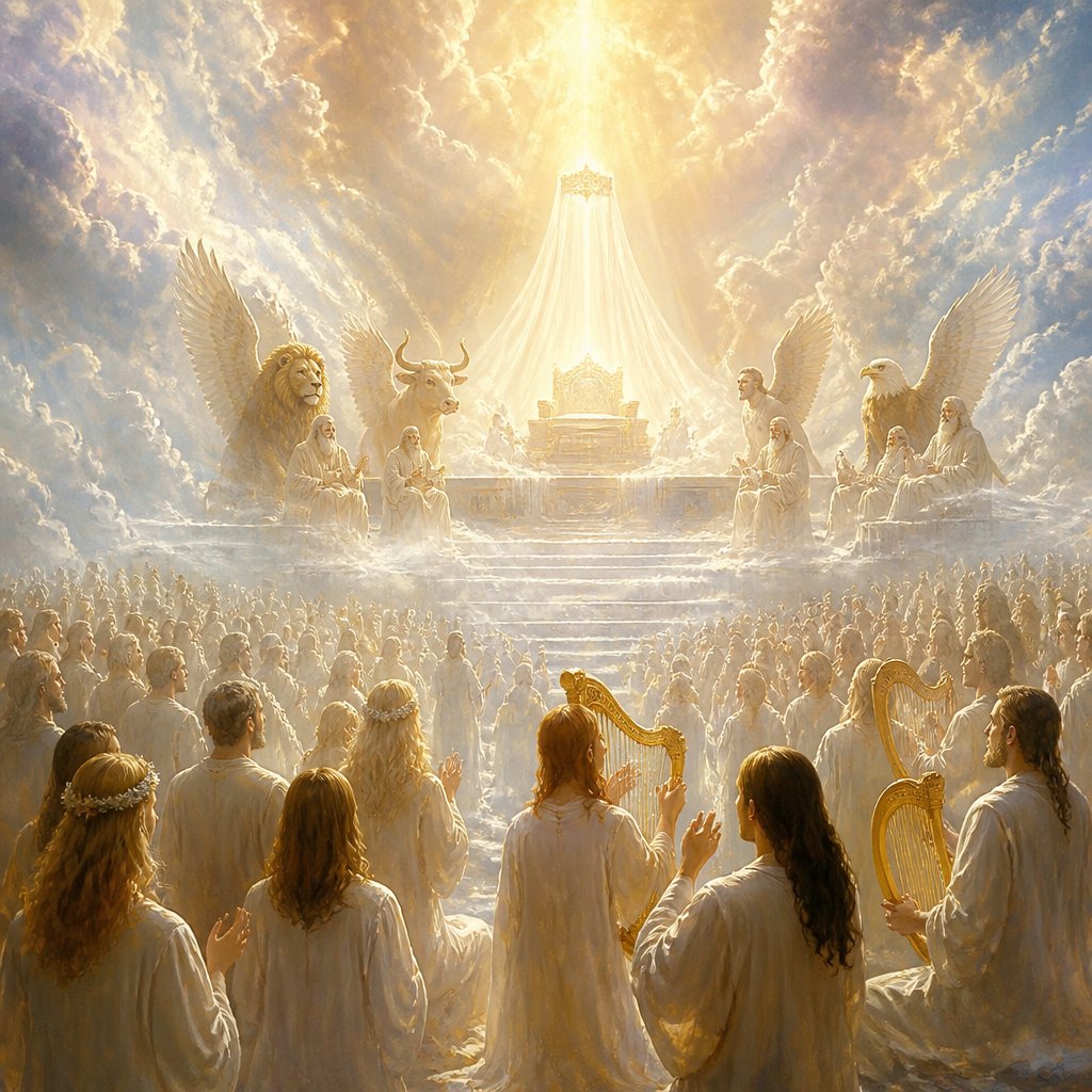 "And I heard a voice from heaven, as the voice of many waters, and as the voice of a great thunder: and I heard the voice of harpers harping with their harps: And they sung as it were a new song before the throne, and before the four beasts, and the elders: and no man could learn that song but the hundred and forty and four thousand, which were redeemed from the earth." - Revelation 14:2-3