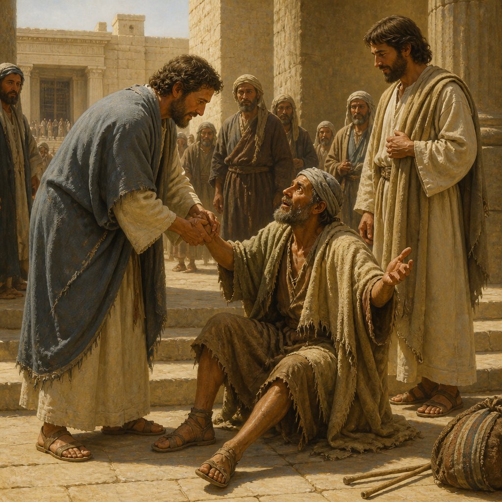 "Then Peter said, "Silver or gold I do not have, but what I do have I give you. In the name of Jesus Christ of Nazareth, walk." Taking him by the right hand, he helped him up, and instantly the man's feet and ankles became strong. He jumped to his feet and began to walk. Then he went with them into the temple courts, walking and jumping, and praising God." - Acts 3:6-8