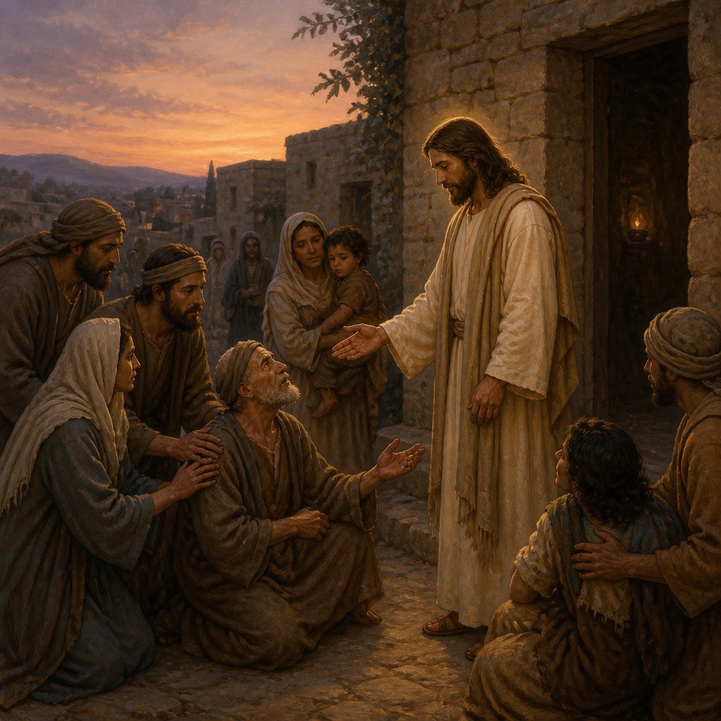 "And at even, when the sun did set, they brought unto him all that were diseased, and them that were possessed with devils." - Mark 1:{verse.verse_number}