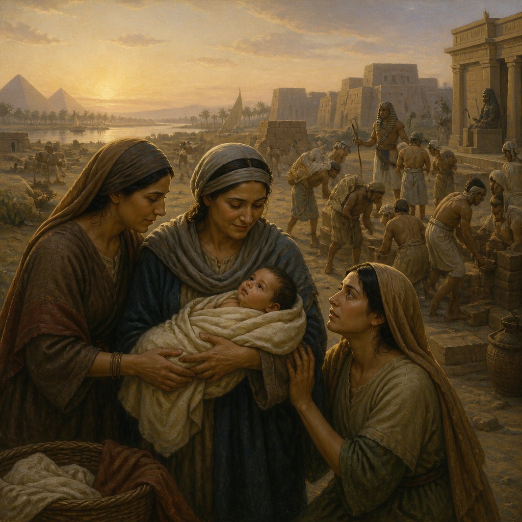 "So they put slave masters over them to oppress them with forced labor, and they built for Pharaoh treasure cities, Pithom and Raamses. But the more they afflicted them, the more they multiplied and grew. And they were grieved because of the children of Israel. And the Egyptians made the children of Israel to serve with rigour: And they made their lives bitter with hard bondage, in morter, and in brick, and in all manner of service in the field: all their service, wherein they made them serve, was with rigour.
And the king of Egypt spake to the Hebrew midwives, of which the name of the one was Shiphrah, and the name of the other Puah: And he said, When ye do the office of a midwife to the Hebrew women, and see them upon the stools; if it be a son, then ye shall kill him: but if it be a daughter, then she shall live. But the midwives feared God, and did not as the king of Egypt commanded them, but saved the men children alive.
And the king of Egypt called for the midwives, and said unto them, Why have ye done this thing, and have saved the men children alive? And the midwives said unto Pharaoh, Because the Hebrew women are not as the Egyptian women; for they are lively, and are delivered ere the midwives come in unto them.
Therefore God dealt well with the midwives: and the people multiplied, and waxed very mighty. And it came to pass, because the midwives feared God, that he made them houses.
And Pharaoh charged all his people, saying, Every son that is born ye shall cast into the river, and every daughter ye shall save alive." - Exodus 1:{verse.verse_number}