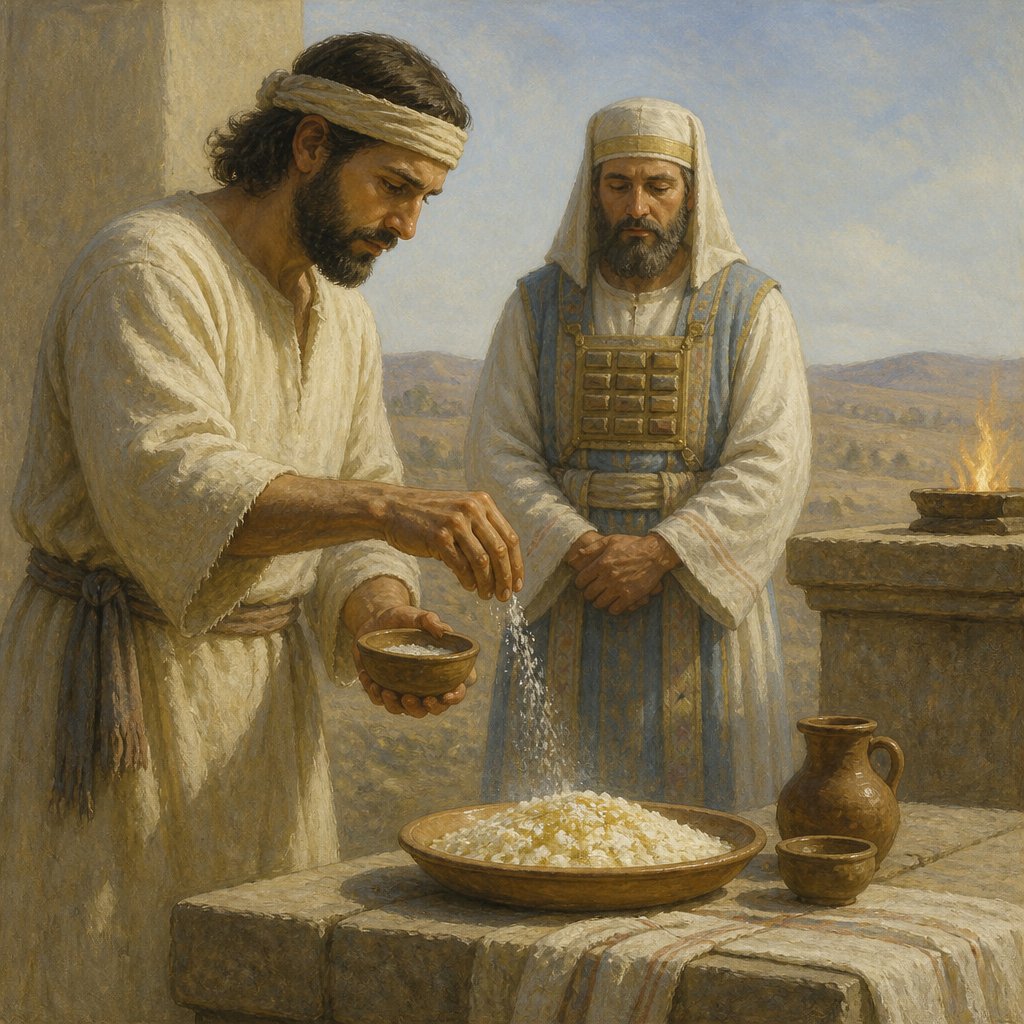 "And every oblation of thy meat offering shalt thou season with salt; neither shalt thou suffer the salt of the covenant of thy God to be lacking from thy meat offering: with all thine offerings thou shalt offer salt." - Leviticus 2:13