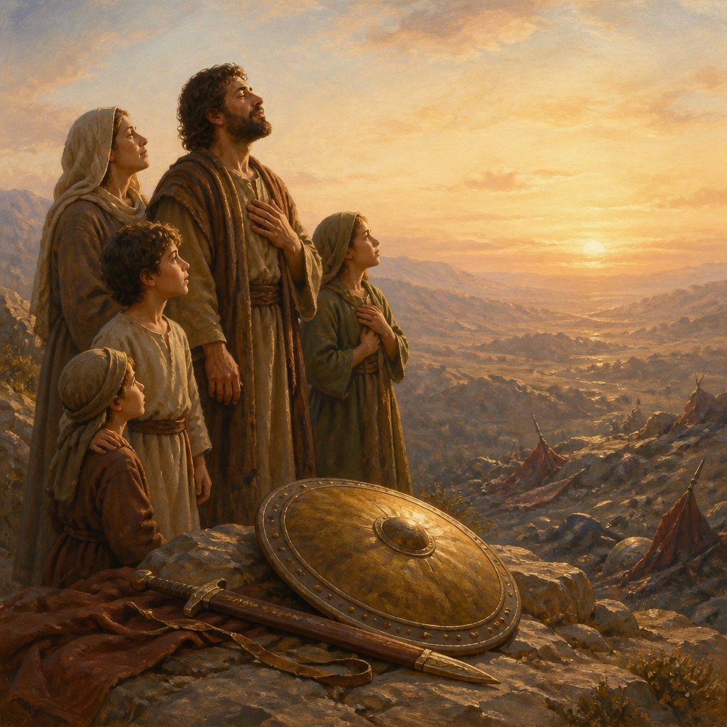 "Happy art thou, O Israel: who is like unto thee, O people saved by the LORD, the shield of thy help, and who is the sword of thy excellency! and thine enemies shall be found liars unto thee; and thou shalt tread upon their high places." - Deuteronomy 33:{verse.verse_number}