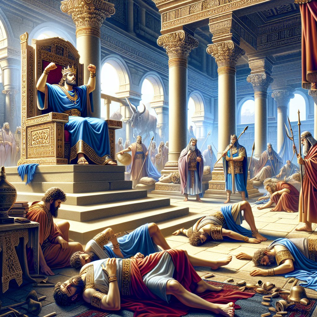 2 Chronicles 21:4 - "Now when Jehoram was risen up to the kingdom of his father, he strengthened himself, and slew all his brethren with the sword, and divers also of the princes of Israel."