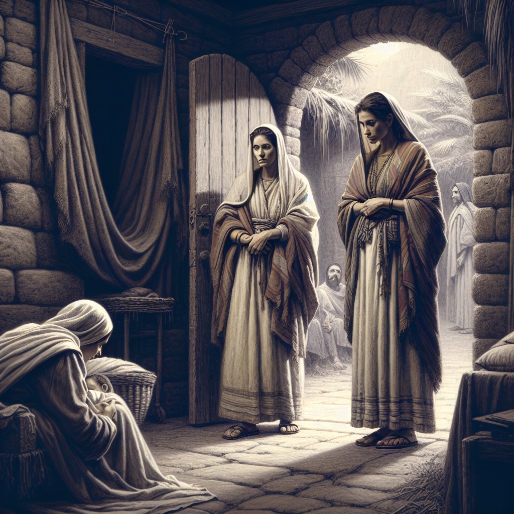 1 Kings 3:17 - "And the one woman said, O my lord, I and this woman dwell in one house; and I was delivered of a child with her in the house."