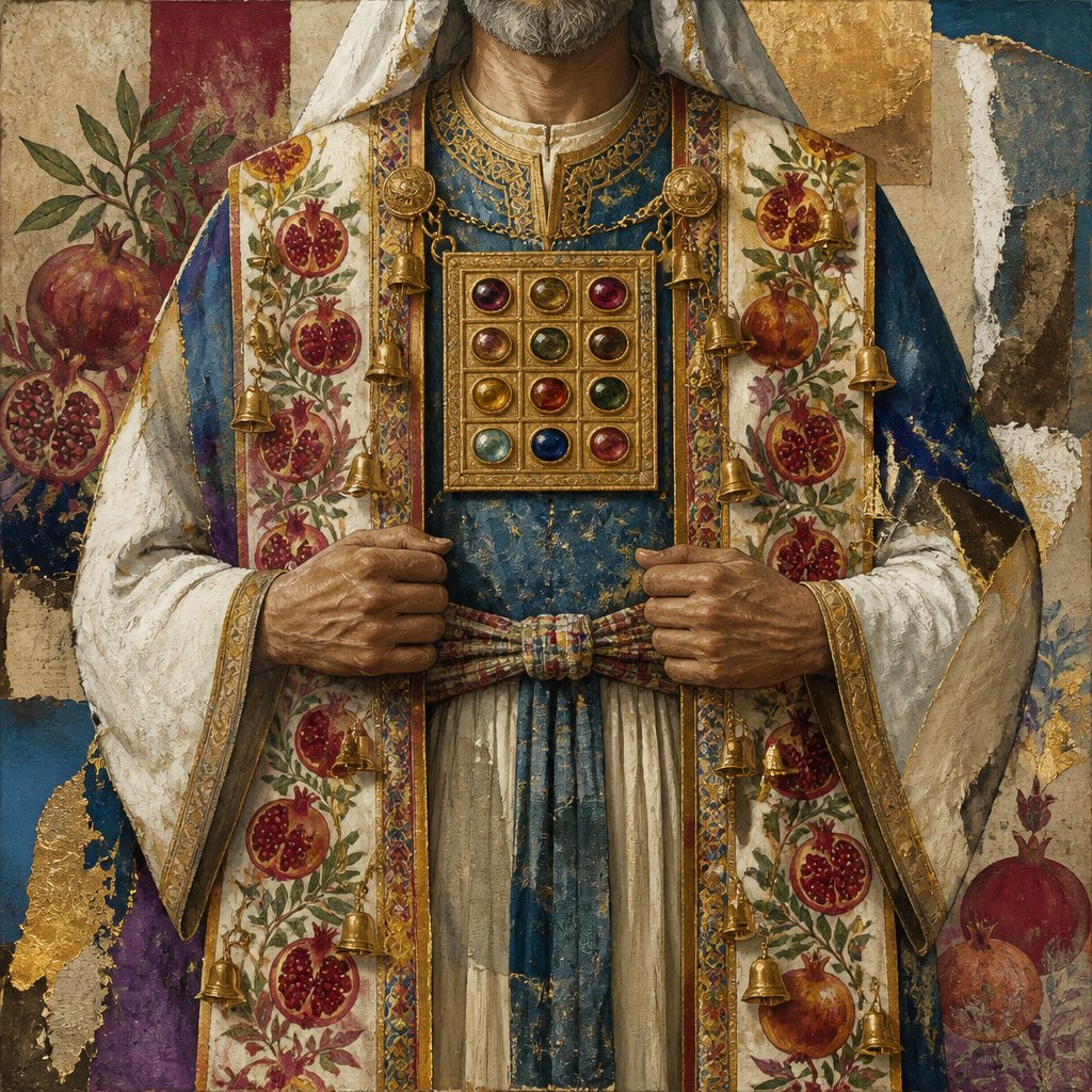 Pomegranates and bells decorate the robes of the high priest