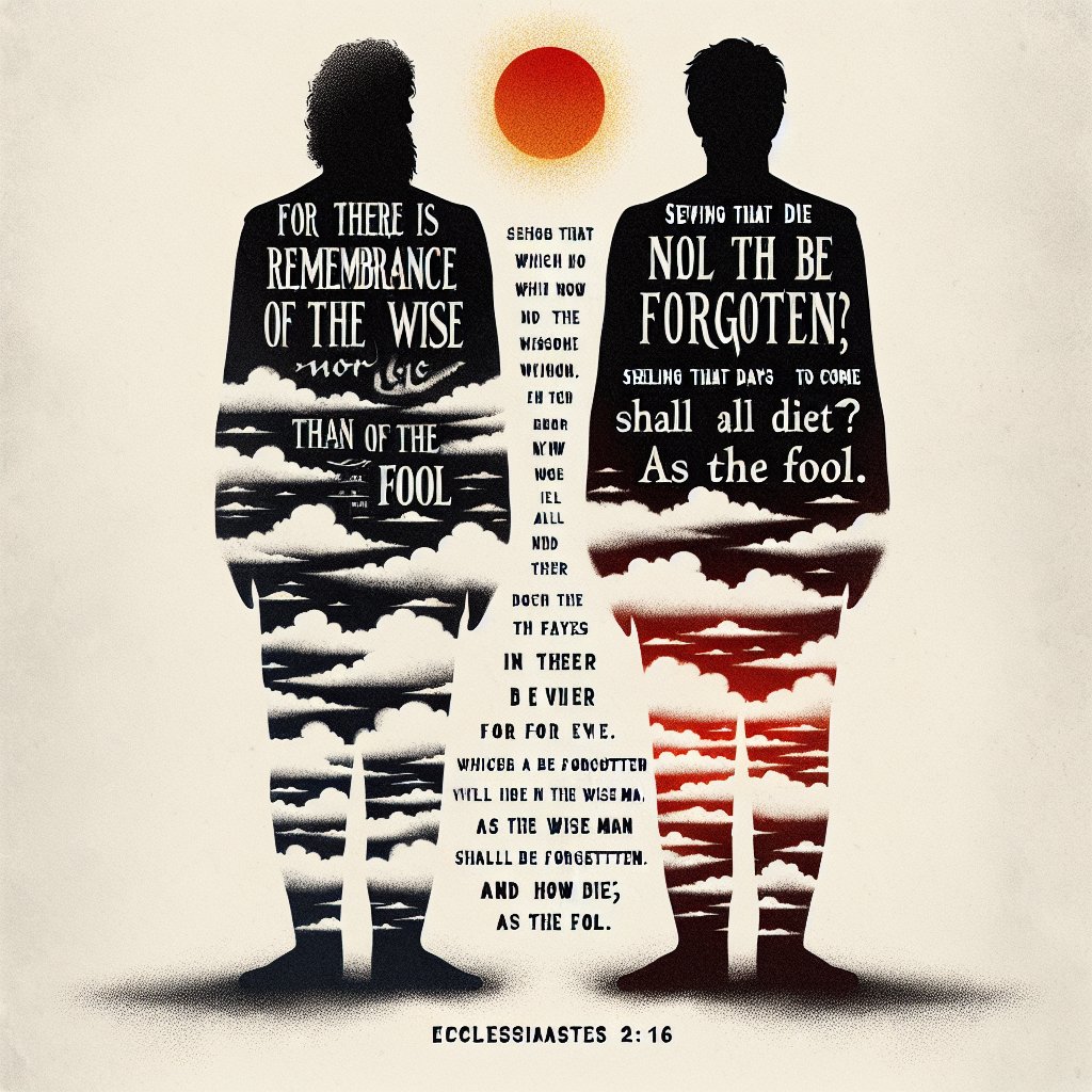 Ecclesiastes 2:16 - "For there is no remembrance of the wise more than of the fool for ever; seeing that which now is in the days to come shall all be forgotten. And how dieth the wise man? as the fool."