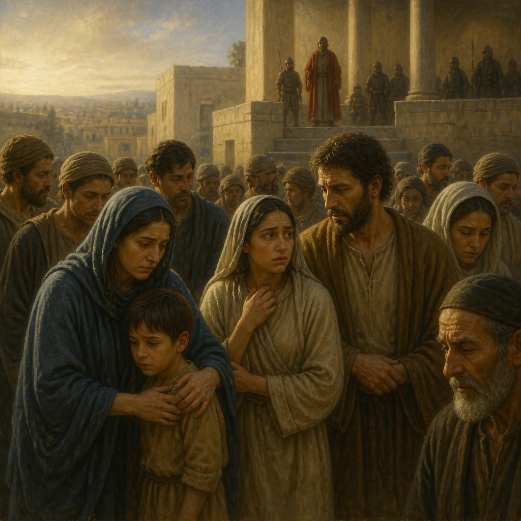 "Then answered all the people, and said, His blood be on us, and on our children." - Matthew 27:{verse.verse_number}