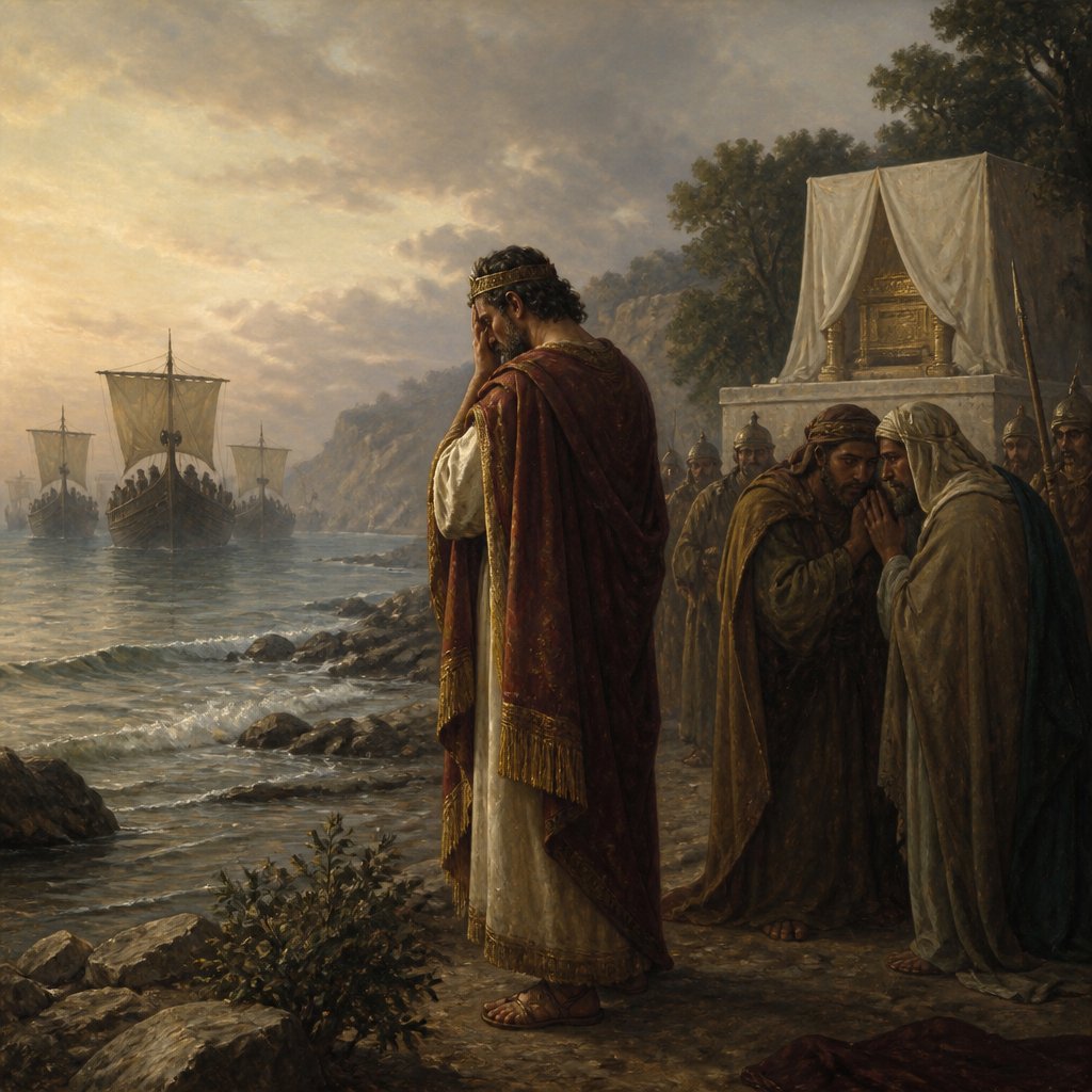 "For the ships of Chittim shall come against him: therefore he shall be grieved, and return, and have indignation against the holy covenant: so shall he do; he shall even return, and have intelligence with them that forsake the holy covenant." - Daniel 11:{verse.verse_number}